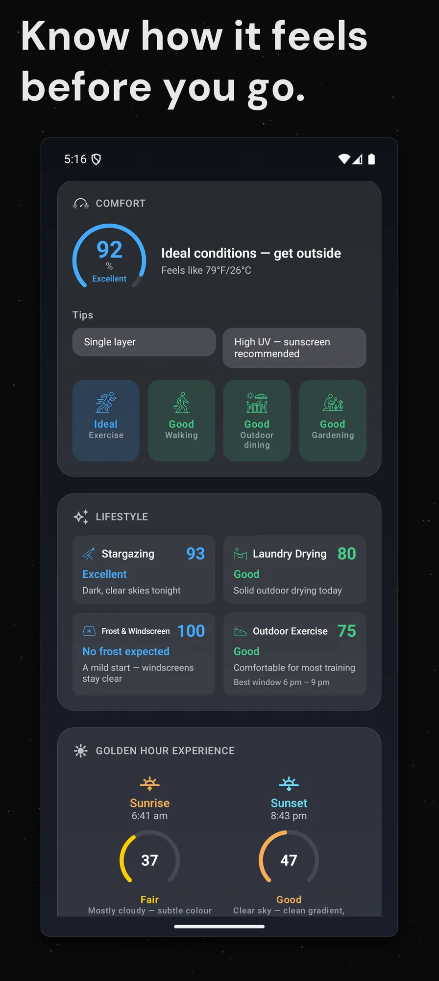 DualWeather on Android: Comfort and activity lisbon