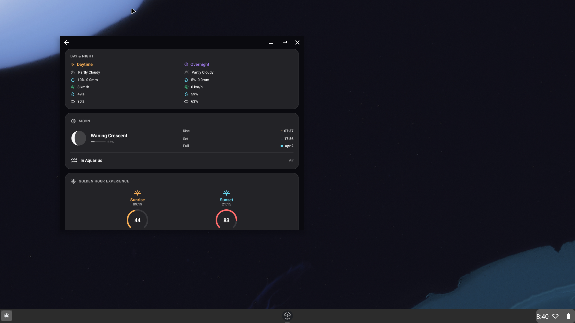 Android desktop moon phase