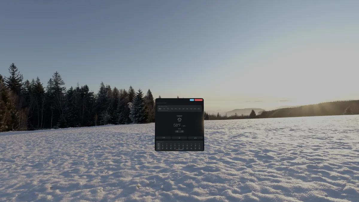DualWeather immersive environment on Apple Vision Pro: Golden hour boreal winter