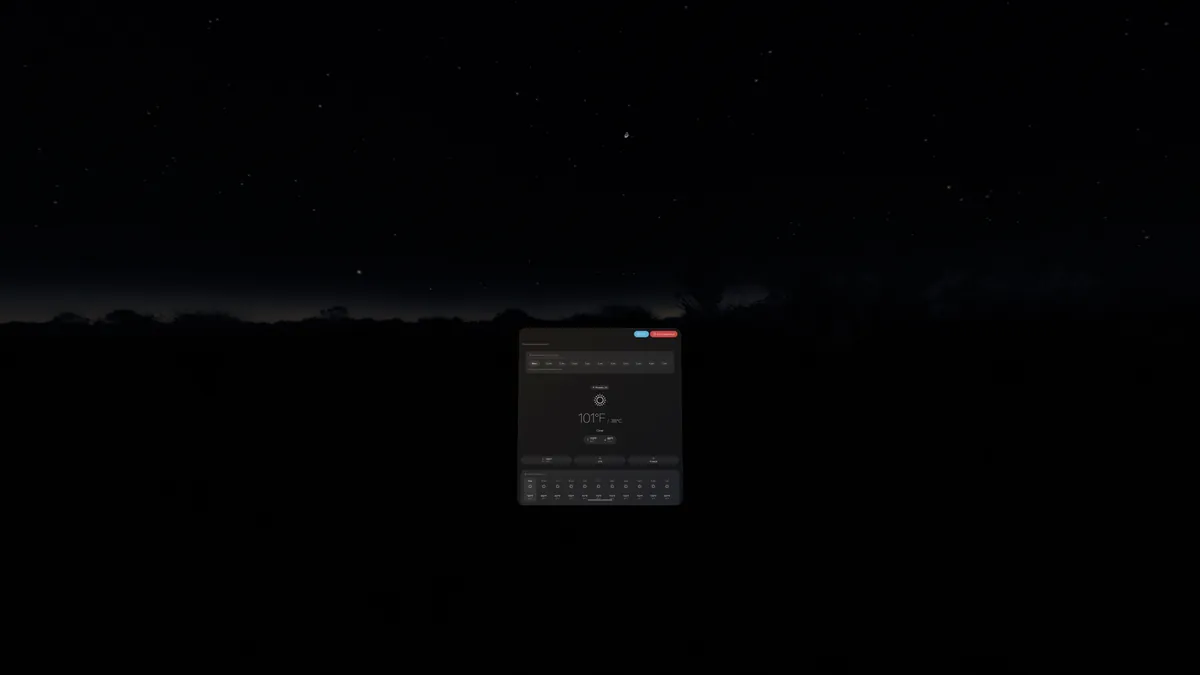 DualWeather immersive environment on Apple Vision Pro: Clear night