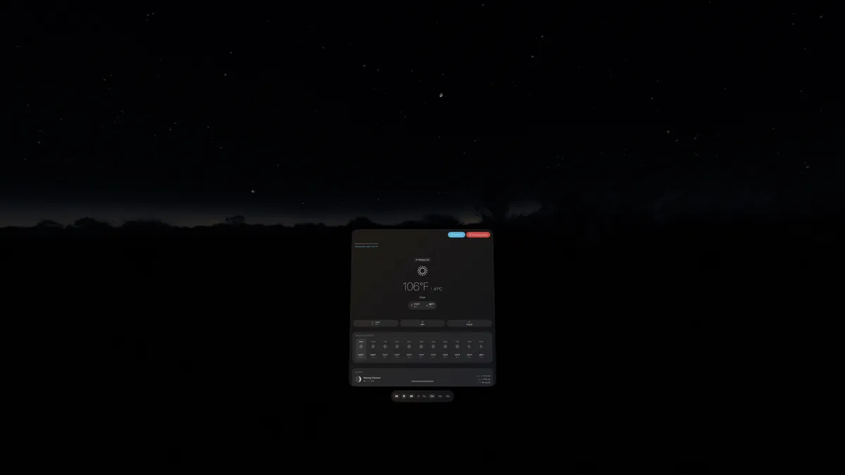 DualWeather immersive environment on Apple Vision Pro: S16 tour step10 night