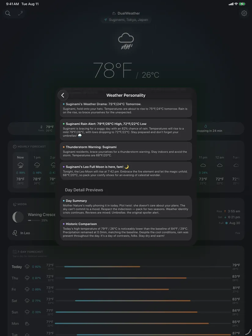 DualWeather on iPad: Comedian previews