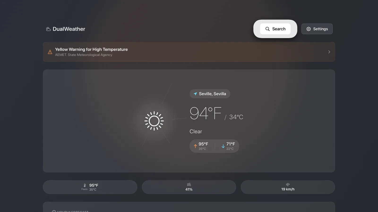 DualWeather on Apple TV: Active alert heat warning