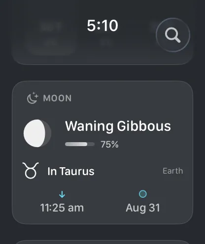 DualWeather on Apple Watch: Moon phase