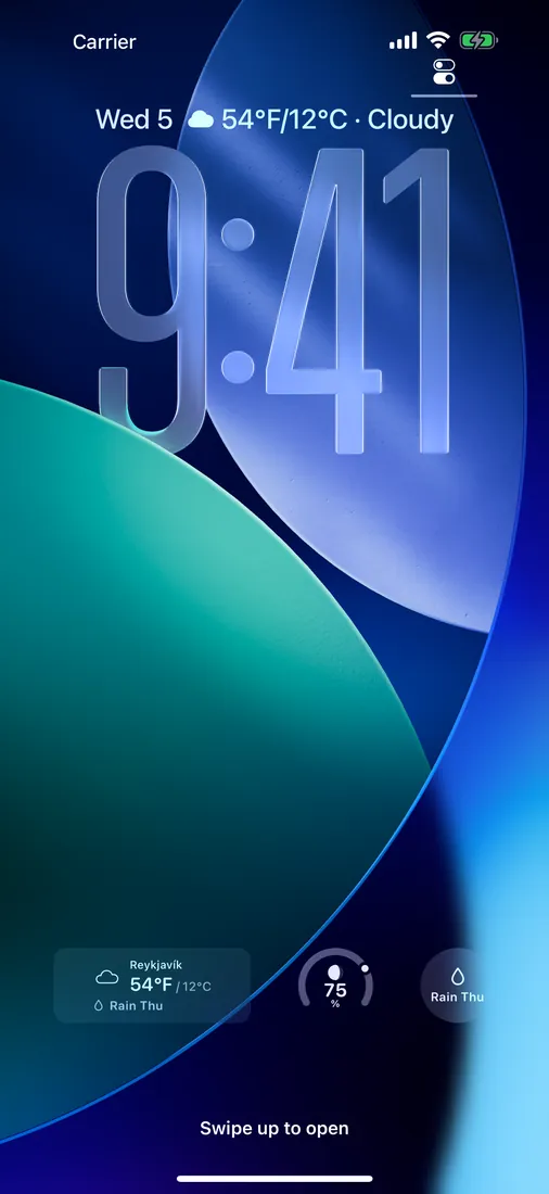 DualWeather on iPhone: Widgets lock screen